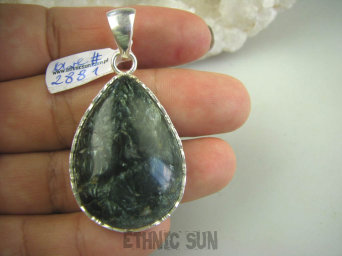 bwe2881 Kamień Anioła SERAFINA - Anielska Energia !!! Wisior naturalny Serafinit w pięknej ażurowej oprawie, grube lśniące Srebro 925 #
