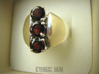 bpee3553 LŚNIĄCY Elegancki Pierścień Granaty - kamienie namiętności r.23 szeroka obrączka SREBRO 925 #
