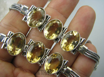 bb2194 Biżuteria Orientalna !!! Prześliczna Bardzo Wygodna Delikatna Bransoleta Złoty Cytryn - Kamień Antycukrzycowy Srebro 925 #