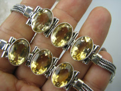 bb2194 Biżuteria Orientalna !!! Prześliczna Bardzo Wygodna Delikatna Bransoleta Złoty Cytryn - Kamień Antycukrzycowy Srebro 925 #