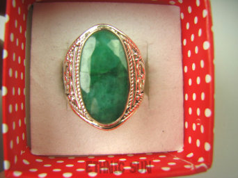 bpee3699 Ażurowy Pierścień Zielony Szmaragd Indyjski Szmaragdy r.17 ażurowa obrączka Srebro 925