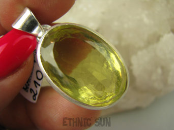 bwee2102 Ekskluzywna Biżuteria !! Błyszczący OKAZ Wisior CYTRYN - kamieniem wspomagającym leczenie cukrzycy, lśniące Srebro 925 #