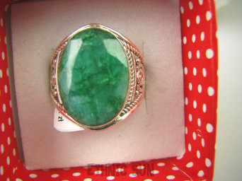 bpee3526 Ażurowy Pierścień Zielony Szmaragd Indyjski Szmaragdy R.18 ażurowa obrączka Srebro 925