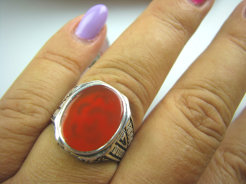 bpe4954 Biżuteria Orientalna !!! Pierścień Sygnet naturalny Karneol - kamień odwagi r.19 Srebro 925 #
