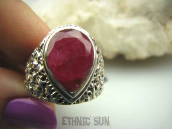 bpee2597 NAMIĘTNY RUBIN - Piękny Pierścień z naturalnym rubinem indyjskim Rubiny r.20 Srebro 925 #