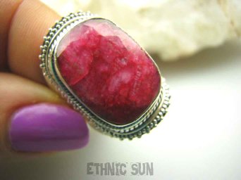 bpee2596 NAMIĘTNY RUBIN - piękny Pierścień z naturalnym rubinem indyjskim Rubiny r.15 Srebro 925 #