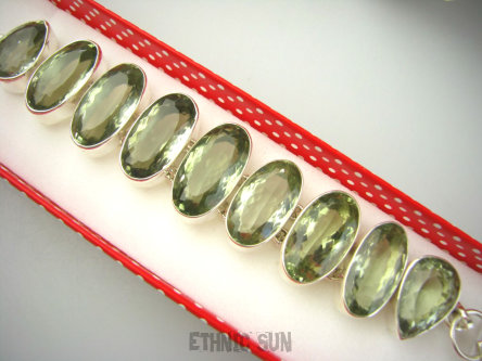 bb3798 Luksusowa DUŻA 51 gramów !!!  BOSSSKA Bransoleta Bransoletka Unikat RZADKI kamień ZIELONY AMETYST 9 sztuk Srebro 925 #