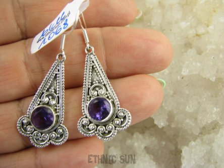 bkee1068 Egzotyczne Uwodzicielki Długie Lekkie Kolczyki Fioletowy Ametyst - kamień mądrości Srebro 925