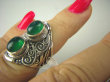 bpe8230 Egzotyczny Pierścień zielony ONYKS regeneruje SERCE, EGZEMY, PAMIĘĆ r.15 ażurowa obrączka Srebro 925 # - 2