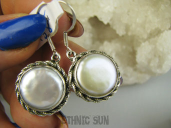 bkee1138 Przepiękne Kolczyki z DUŻYMI Perłami Duża Hodowlana Perła Biwa Perły - osteoporoza Srebro 925