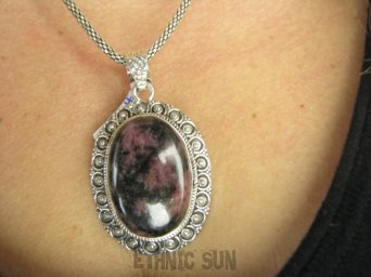 bwe3882 Cudowny UNIKAT Bosko Piękny Wisior Zawieszka Rzadki RODONIT - Niepokój, stres, bóle głowy, skurcze Srebro 925 #