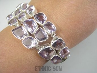 bb3909 XXL AMETYSTOWA KRÓLOWA  !!!! Duża szeroka 50 gramów, 24 szt kamieni !!! WSPANIAŁA Bransoleta Ametyst - kamień mądrości Srebro 925 #