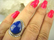 bpe7005 cudny kolor chabrowy Egipska Piękność Delikatny Pierścień Królewski Lapis Lazuli r.16 Srebro 925 # - 3