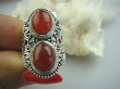 bpe5094 Orientalny Pierścień z onyksami czerwony ONYKS regeneruje SERCE, EGZEMY, PAMIĘĆ r.12 Mały Rozmiar Srebro 925 # - 2