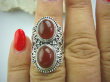 bpe5094 Orientalny Pierścień z onyksami czerwony ONYKS regeneruje SERCE, EGZEMY, PAMIĘĆ r.12 Mały Rozmiar Srebro 925 # - 5