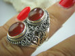 bpe5094 Orientalny Pierścień z onyksami czerwony ONYKS regeneruje SERCE, EGZEMY, PAMIĘĆ r.12 Mały Rozmiar Srebro 925 # - 7