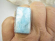 bpe9634 Egzotyczny Prostokąt 15g !!!  Pierścień Pierścionek Rzadki Larimar ( kamień Anielski ) - stawy, serce lęki, otwiera czakrę gardła r.18 Srebro 925 # - 6