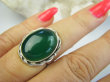 bpe9698 PIĘKNY Egzotyczny Pierścień Pierścionek Zielony ONYKS regeneruje SERCE, EGZEMY, PAMIĘĆ r.16 Srebro 925 # - 4