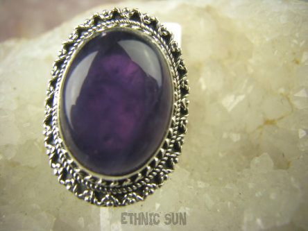 bpe6897 Orientalna biżuteria CUDOWNY Pierścień naturalny fioletowy Ametyst - kamień mądrości r.21 Srebro 925 #