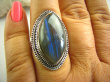 bpe3077 Biżuteria Egzotyczna !! chabrowe prążki  Pierścień Labradoryt Spektrolit - kamień Zorzy Polarnej r.17 Srebro 925 # - 3