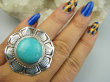 bpe9661 Biżuteria Orientalna Baśniowy GIGANT 26g ! Pierścień Pierścionek z naturalnym Turkusem TURKUS Turkusy r.17 Srebro 925 # - 5
