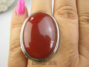 bpe9272 DUŻY 22g ! Cudowny Regulowany Klasyczny Pierścień Pierścionek czerwony ONYKS regeneruje SERCE, EGZEMY,PAMIĘĆ r.17, r.18, r.19, r.20 Srebro 925 #