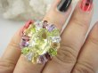 bpee4640 Wooow BOSKO PIĘKNY WIELOBARWNY Lux Pierścień Pierścionek naturalny Cytryn Lemon, Ametyst, Granaty, Oliwin, Blue Topaz r.14 SREBRO 925 # - 5