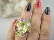 bpee4640 Wooow BOSKO PIĘKNY WIELOBARWNY Lux Pierścień Pierścionek naturalny Cytryn Lemon, Ametyst, Granaty, Oliwin, Blue Topaz r.14 SREBRO 925 # - 2