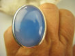 bpe7869 Klasyka piękny kamień OLBRZYM 24 gramy 4 cm/ 3 cm ! Błękitno Niebieska Piękność WSPANIAŁY Pierścień CHALCEDON regulowany r.18, r.19, r.20, r.21, r.22 Lśniące Srebro 925 TARCZYCA # - 4
