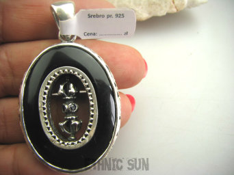 bwe2252 Duży 5,7cm  bosko piękny Podłużny Masywny 20 gramów !!! Wisior Onyks regeneruje SERCE, EGZEMY,PAMIĘĆ,  Amulet Obracający Młynek Modlitewny Dorje NEPAL SREBRO 925