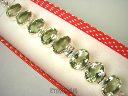 bb3660 Luksusowa DUŻA 30 g !!!  BOSSSKA Bransoletka Bransoleta RZADKI kamień ZIELONY AMETYST 8 sztuk Srebro 925 CUDOWNA  #