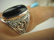 bpe6357 Śliczny Orientalny Pierścień Czarny ONYKS regeneruje SERCE, EGZEMY, PAMIĘĆ r.16 ażurowa obrączka Srebro 925 - 4