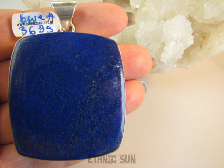 bwe3699 KRÓLEWSKI GIGANT 6.5 cm / 4.5 cm Masywny 50 gramów !!! Wisior Zawieszka LAPIS LAZULI strażnik prawdy i mądrości Srebro 925 #