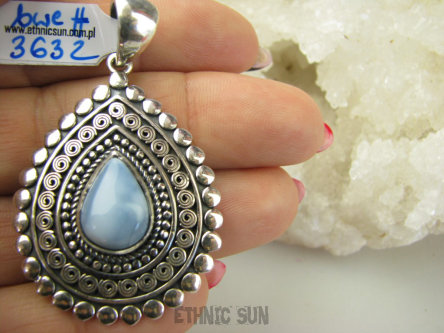 bwe3632 Orientalny 2w1 Niezwykły DWUSTRONNY WISIOR 17 gramów !!! Naturalny AGAT BLUE LACE I CZARNY ONYKS Cudo z każdej strony Srebro 925 #