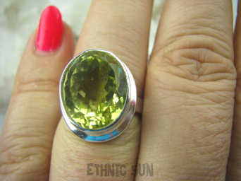 bpee3182 LŚNIĄCY KLEJNOT !!! Piękny Pierścień żółty CYTRYN LEMON  - OKAZ NAJWYŻSZA JAKOŚĆ KAMIENIA Cytryn - kamień antycukrzycowy r.15 Srebro 925 #