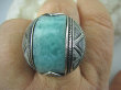 bpe5538 FENOMENALNY OKAZ Marokański Pierścień Amazonit - pomaga radzić sobie ze strachem i zmartwieniami r.22/r.23 Maroko Srebro 925 # - 8