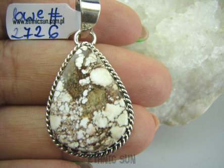 bwe2726 PIĘKNA KOMPOZYCJA Egzotyczny Wisior Brązowy, Biały JASPIS BREKCJA Srebro 925 #