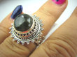 bpe5195 Koronkowe Cacko  Pierścień Granatowo Niebieski LABRADORYT Spektrolit - kamień Zorzy Polarnej r.13 Mały Rozmiar SREBRO 925 # - 3