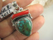 bwe3022 Biżuteria Egzotyczna !!! Masywny Wisior naturalny Zielono Turkusowy TURKUS czerwony Koral Gałązka Turkusy Srebro 925 # - 2