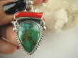 bwe3022 Biżuteria Egzotyczna !!! Masywny Wisior naturalny Zielono Turkusowy TURKUS czerwony Koral Gałązka Turkusy Srebro 925 # - 3