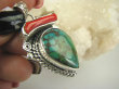 bwe3022 Biżuteria Egzotyczna !!! Masywny Wisior naturalny Zielono Turkusowy TURKUS czerwony Koral Gałązka Turkusy Srebro 925 # - 4