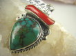 bwe3022 Biżuteria Egzotyczna !!! Masywny Wisior naturalny Zielono Turkusowy TURKUS czerwony Koral Gałązka Turkusy Srebro 925 # - 7