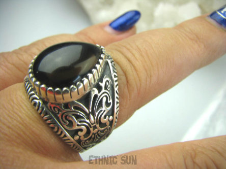 bpe5925 Obrączka Motyl - symbol szczęścia wolności niezależności Wygodny PIERŚCIEŃ Brązowy Kwarc Dymny - kamień antystresowy r.19 zdobiona obrączka Srebro 925 #