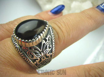 bpe5925 Obrączka Motyl - symbol szczęścia wolności niezależności Wygodny PIERŚCIEŃ Brązowy Kwarc Dymny - kamień antystresowy r.19 zdobiona obrączka Srebro 925 #