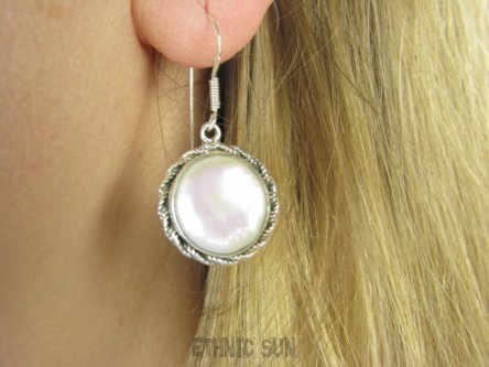 bkee1136 Przepiękne Kolczyki z Perłami Duża Hodowlana Perła Biwa Perły - osteoporoza Srebro 925