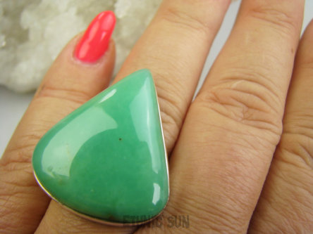 bpe9695 Przepiękny rzadki CHRYZOPRAZ , ciężki do dostania ZIELONY KOJĄCY Klasyczny Duży 16g!! Regulowany Pierścień Pierścionek Chryzopraz - eliminuje stres r.17, r.18, r.19, r.20, r.21, r.22 Lśniące Srebro 925 #