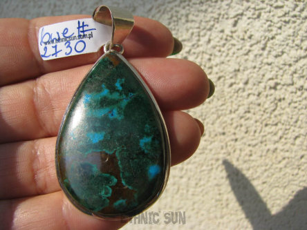 bwe2730 CUD NATURY !!!!  RZADKOŚĆ Duży 25 gramów ! WISIOR naturalna Wielobarwny CHRYZOKOLA I AZURYT Srebro 925 #