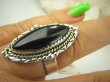 bpe7912 Śliczny Pierścień czarny ONYKS regeneruje SERCE, EGZEMY, PAMIĘĆ r.17/ r.18 Srebro 925 # - 3