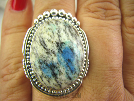 bpe8029 Unikatowy Baśniowy Okaz Pierścień kojący JASPIS KRAJOBRAZOWY r.18 Srebro 925 #