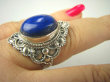 bpe6837 Egzotyczna Piękność !!! Orientalny Piękny Pierścień z królewskim Lapis Lazuli - strażnik prawdy i mądrości r.20 Srebro 925 # - 5